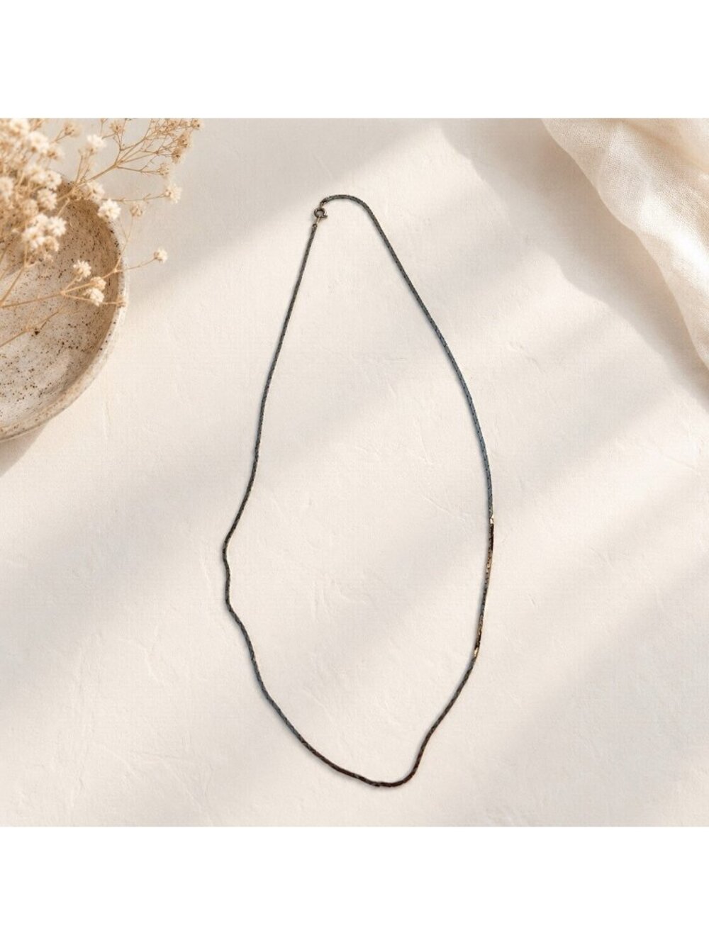 Vintage Herringbone Silverplated 24" Chain Necklace Long Signed